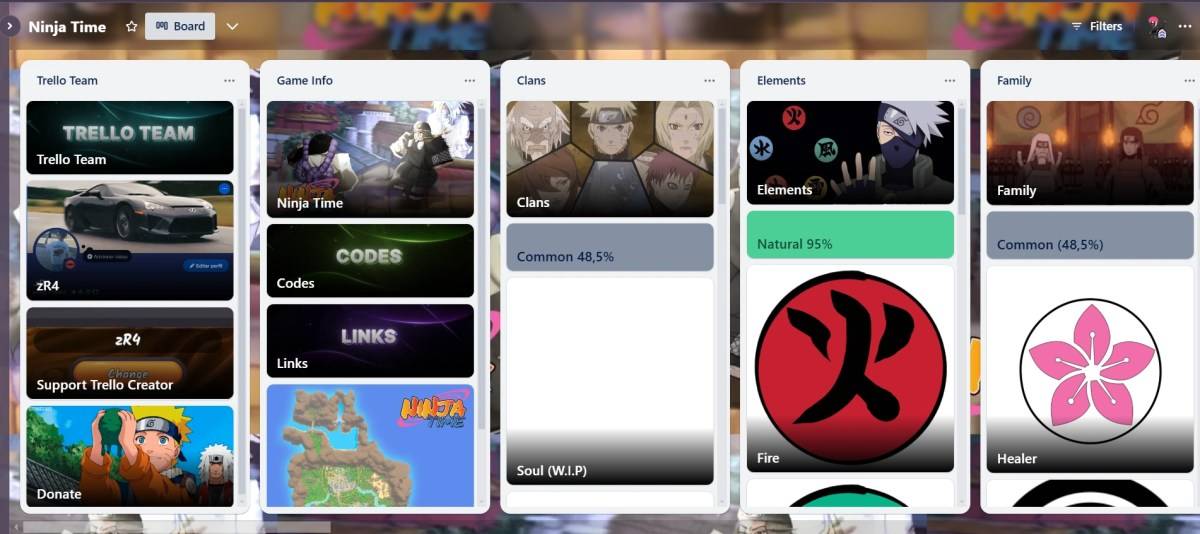 Vista previa del juego de Ninja Time Roblox de Trello Board