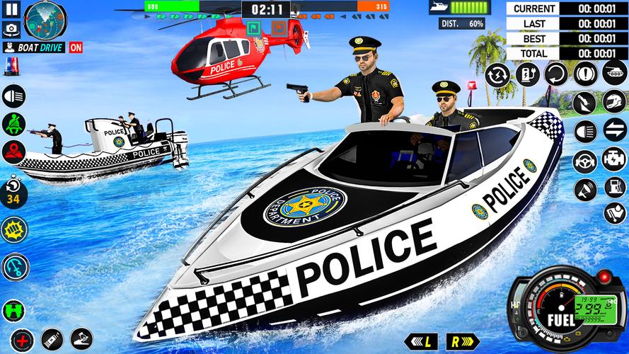 Police Boat Chase Crime Games Скриншот 3