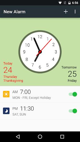 Alarm: Clock with Holidays स्क्रीनशॉट 0