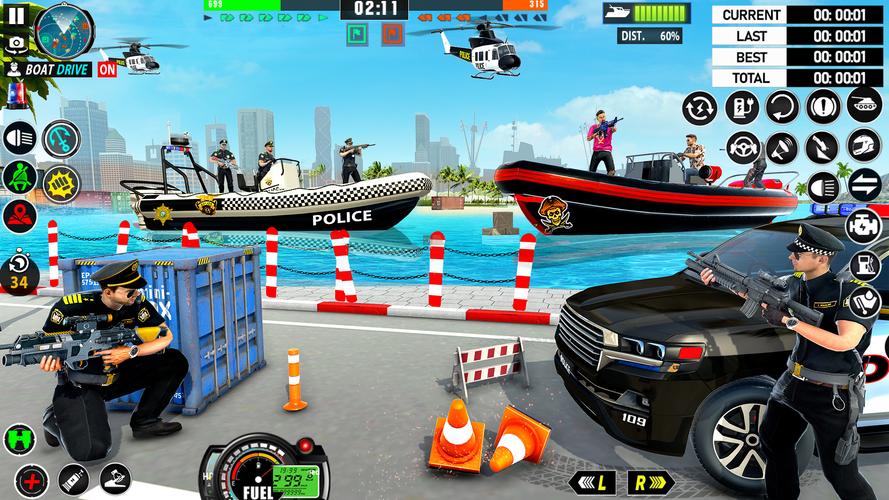 Police Boat Chase Crime Games Скриншот 1