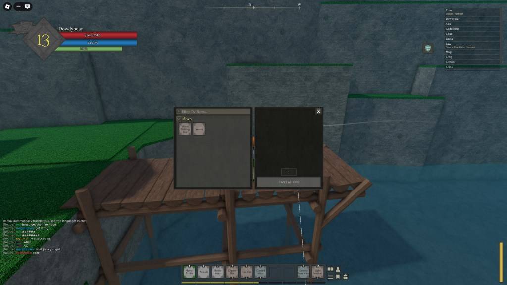 Player purchasing fishing supplies from Simon
