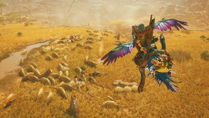 Hunter interacting with environment in Monster Hunter Wilds