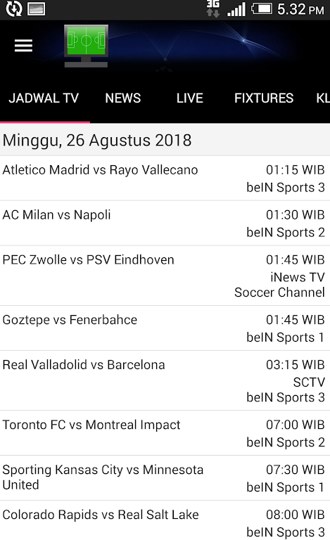 Jadwal Siaran Langsung স্ক্রিনশট 0