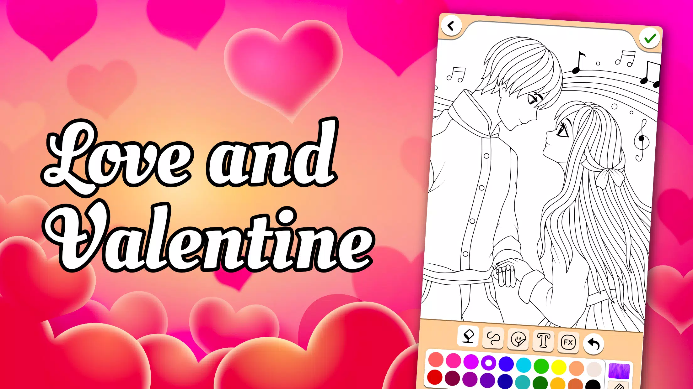 Valentines love coloring book Ekran Görüntüsü 0