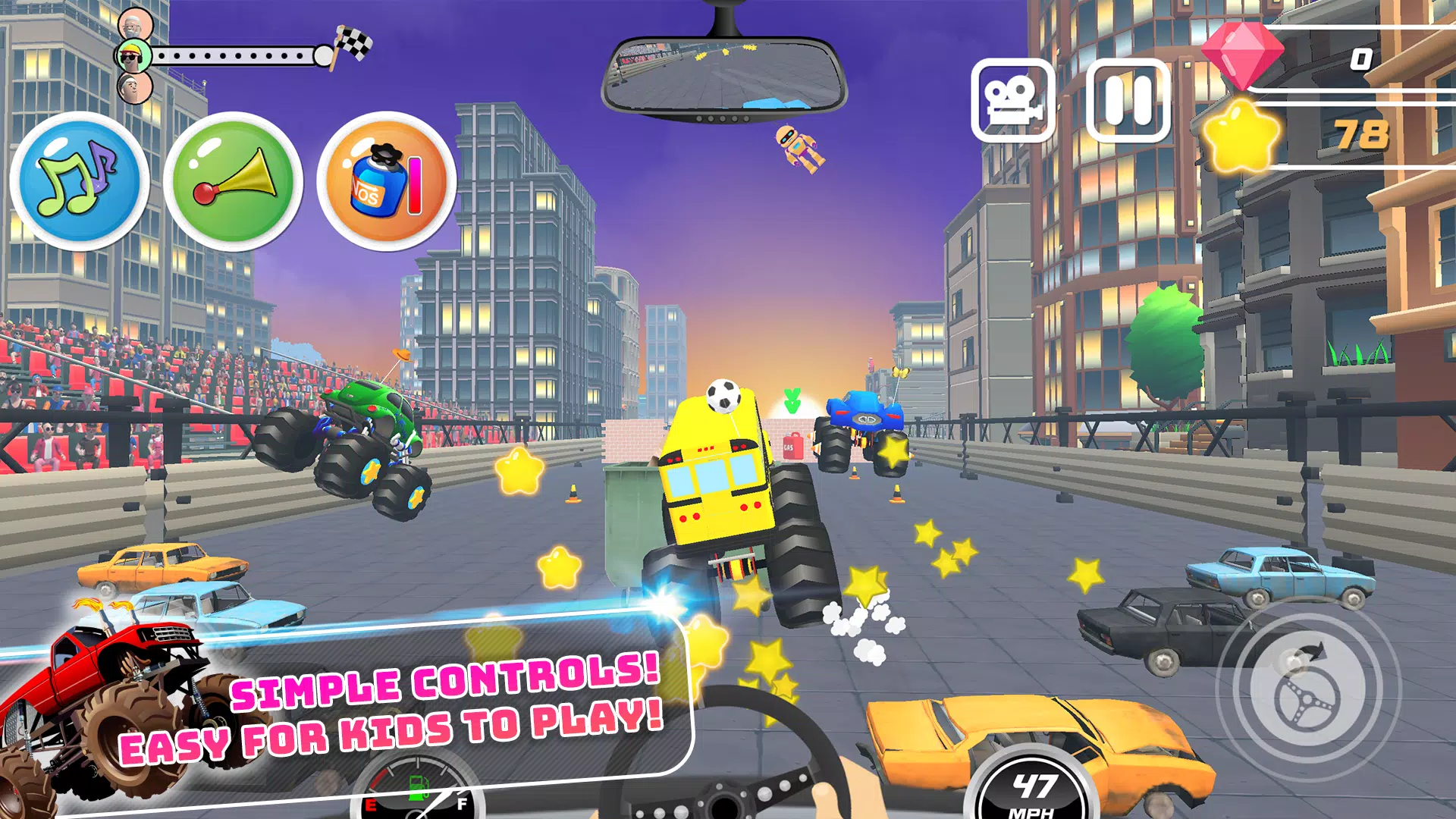 Monster Trucks Kids Race Game Скриншот 2