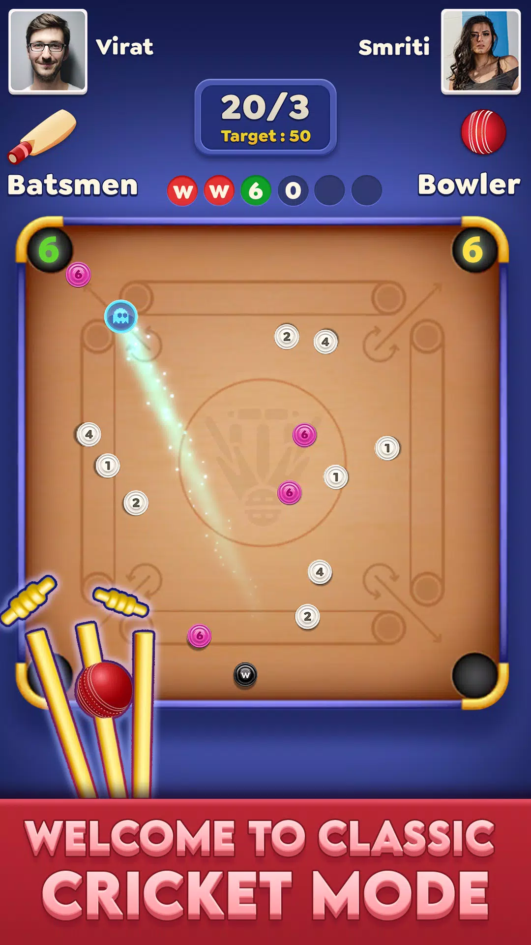 Carrom Cricket Capture d'écran 1