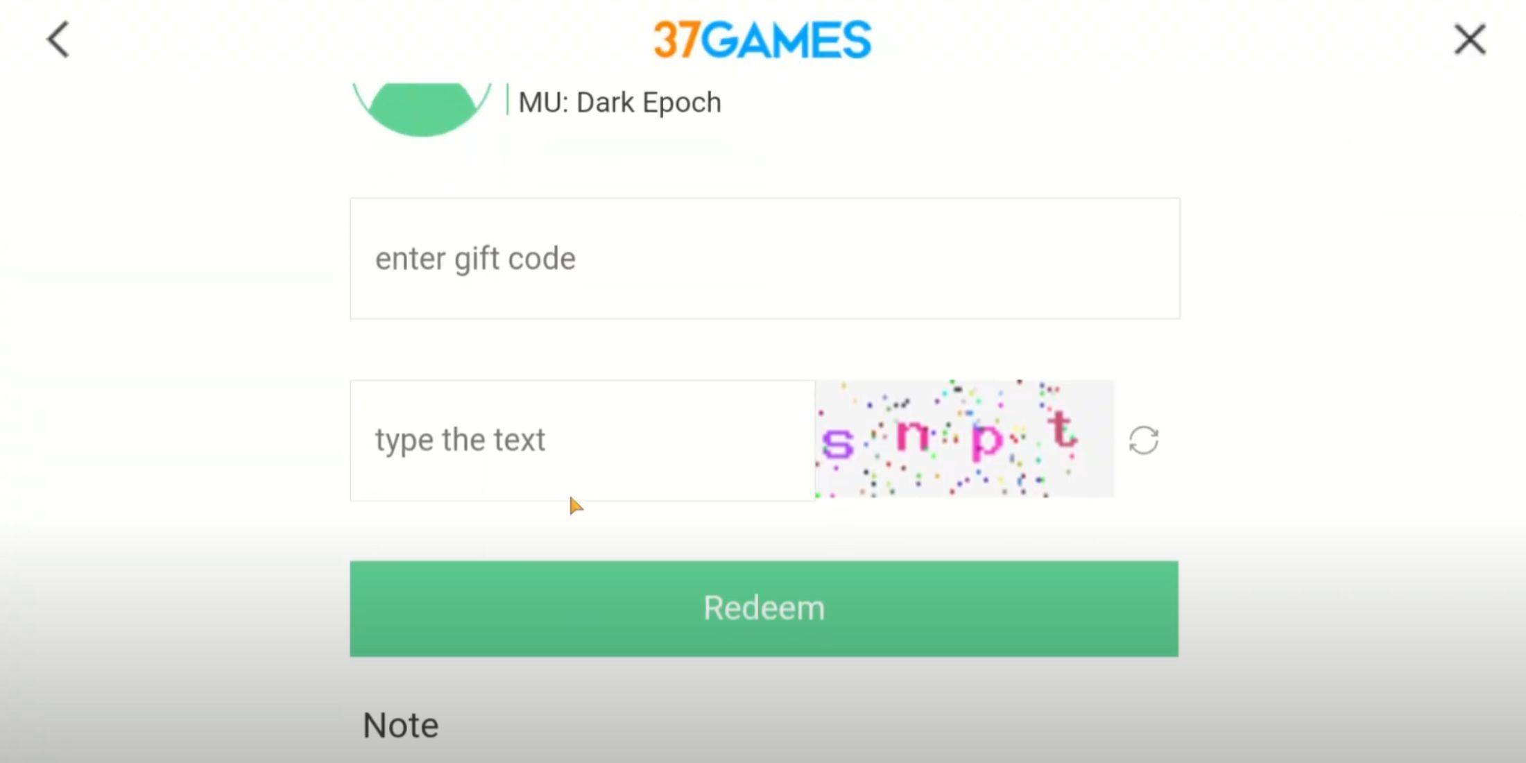 Redeeming Codes Interface