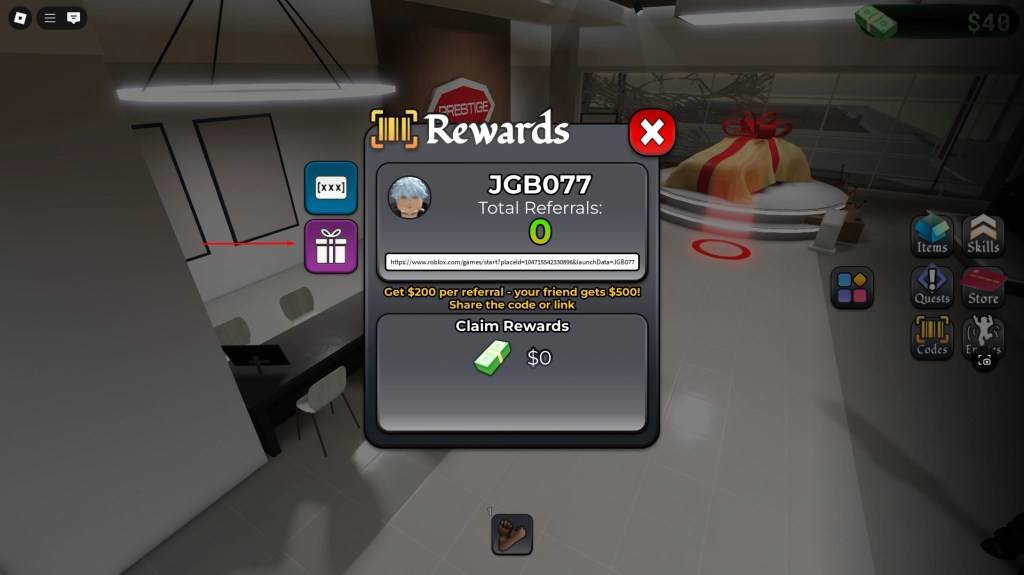 Ang isang manlalaro na nakikipag -ugnay sa menu ng code sa blockspin