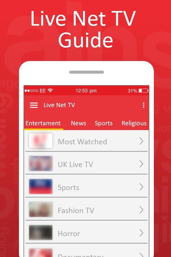 Live Net TV Streaming Guide 螢幕截圖 1