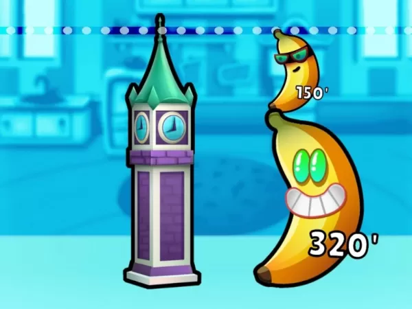 bananas stacked to measure the height of the Big Ben