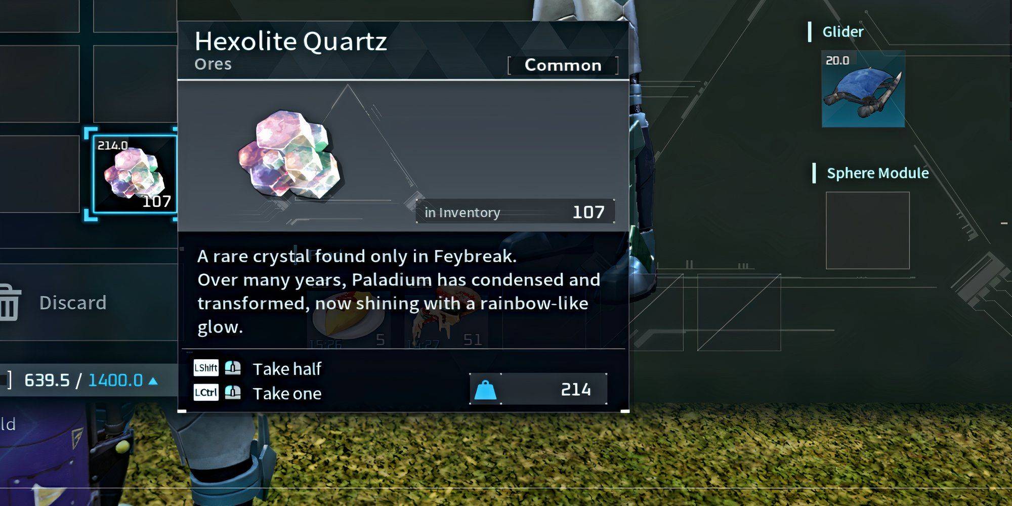 Palworld 's Feybreak의 hexolite quartz 조각