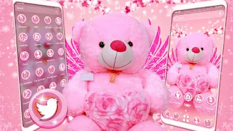 Pink Teddy Bear Theme Captura de pantalla 0