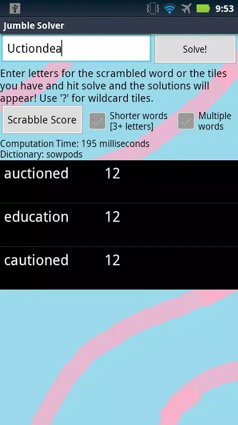 Jumble Solver Скриншот 1