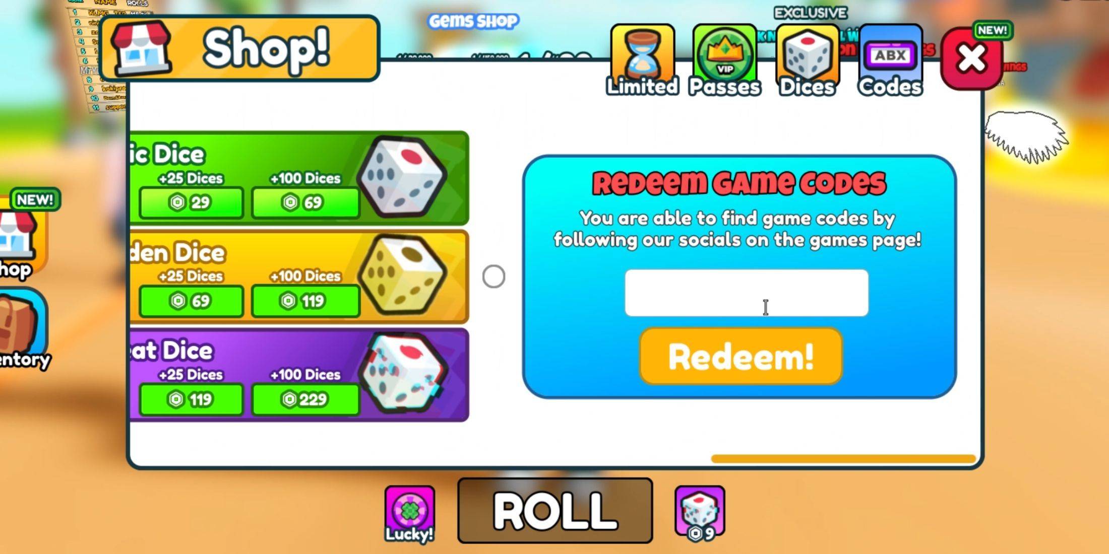 Flying RNG Shop Menu