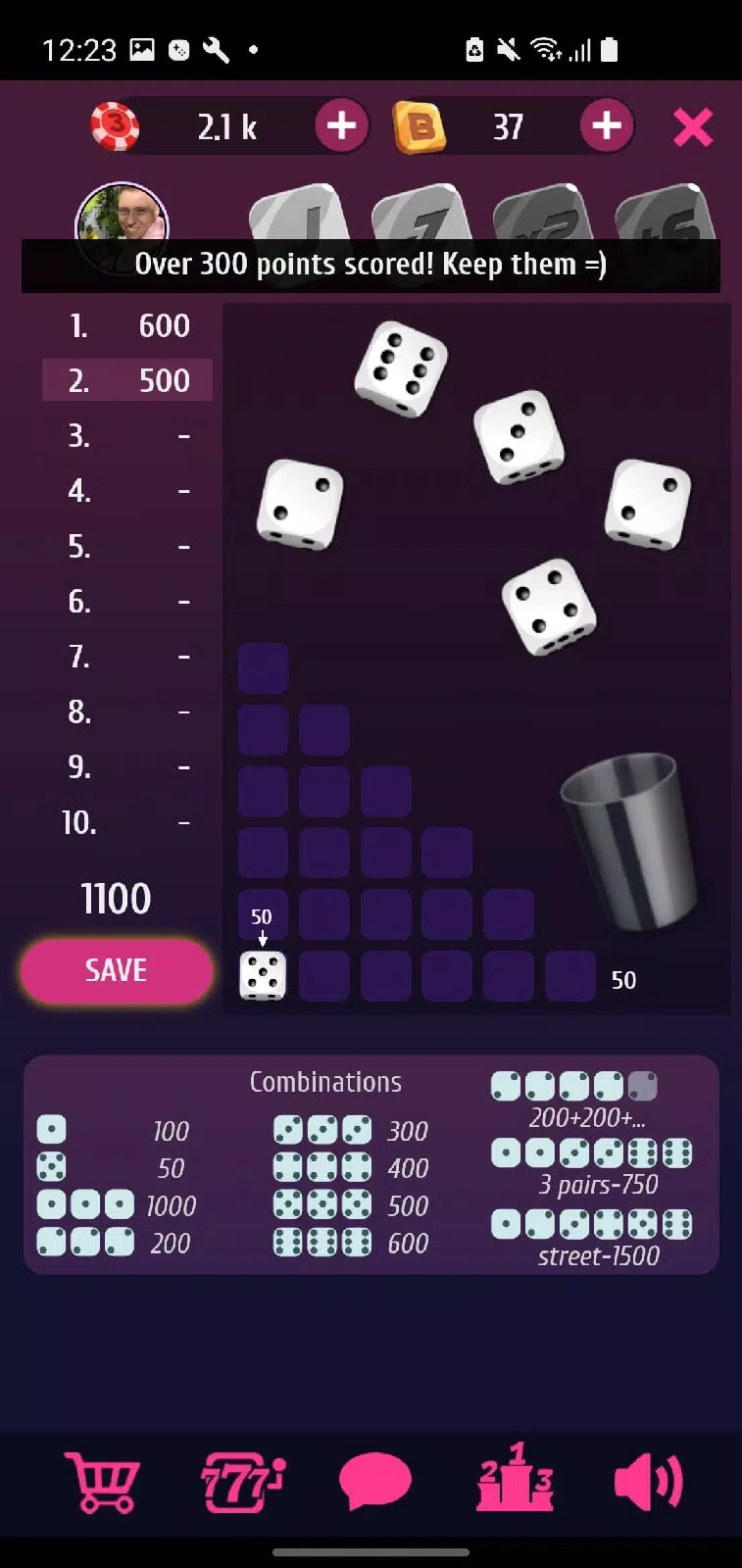 Farkle Pro - 10000 dice game 螢幕截圖 1