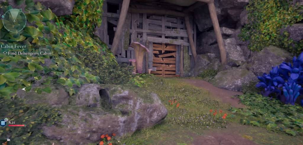 A boarded-up area where the treasure chest is located.