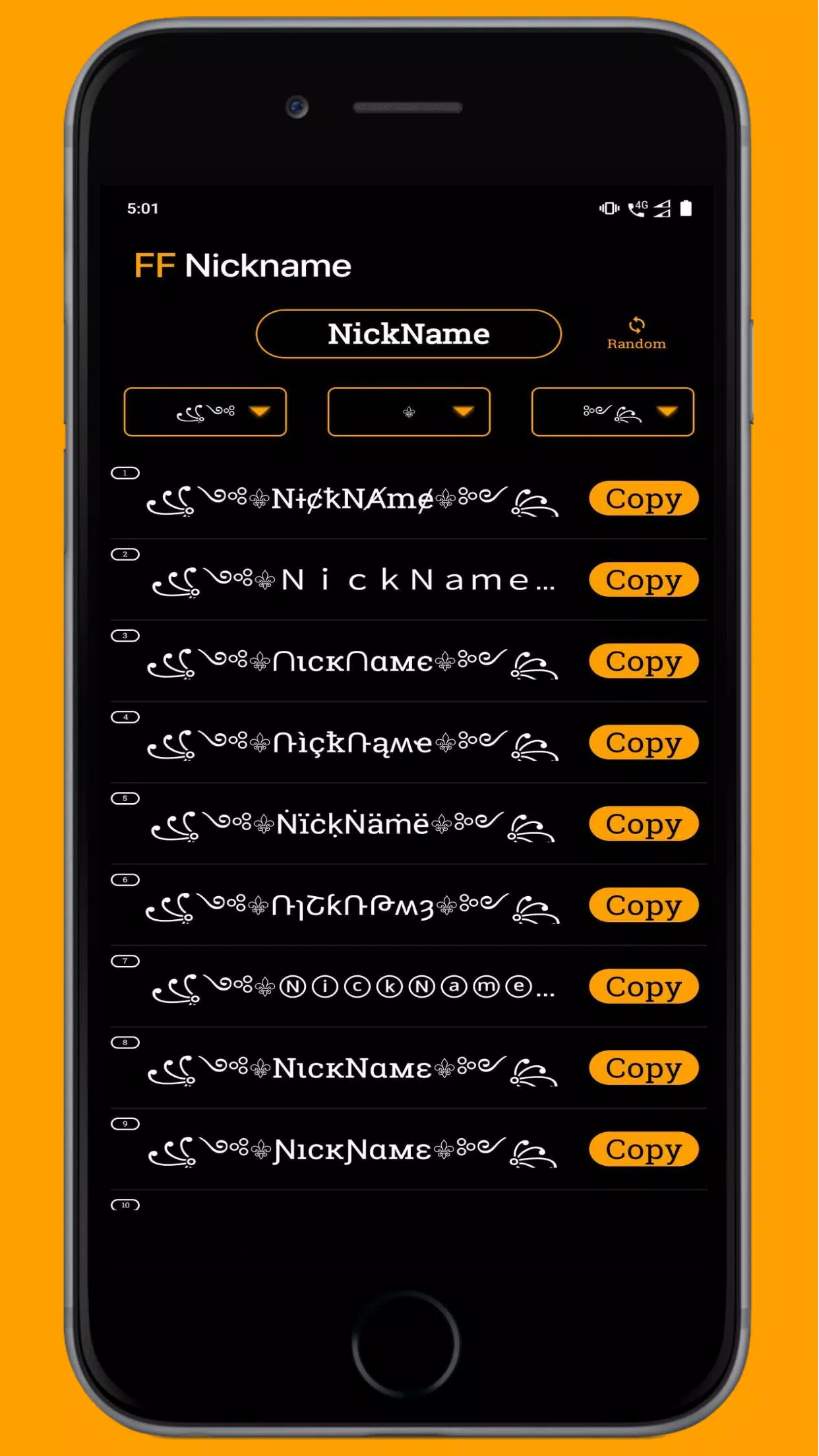 FF Name Creator - Nickname Generator For Games Schermafbeelding 1