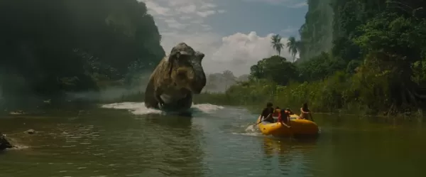 T-Rex在侏羅紀世界重生中游泳