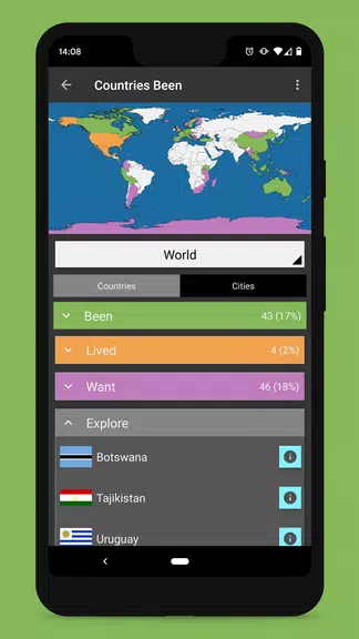 Countries Been: Visited Places Tangkapan skrin 3