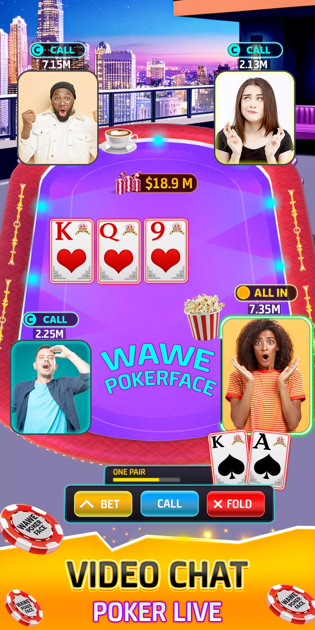 Wawe Poker Face - Holdem Poker 螢幕截圖 2