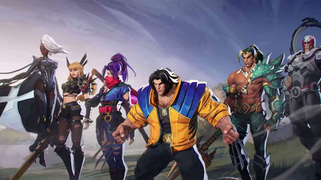 Marvel Rivals, the characters standing ready to fight, with Wolverine in the middle as part of an article about how to play Season 1 early.