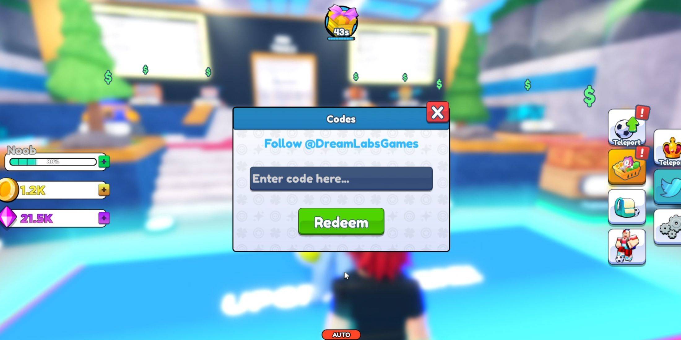 Goal Kick Simulator Code Redemption Menu
