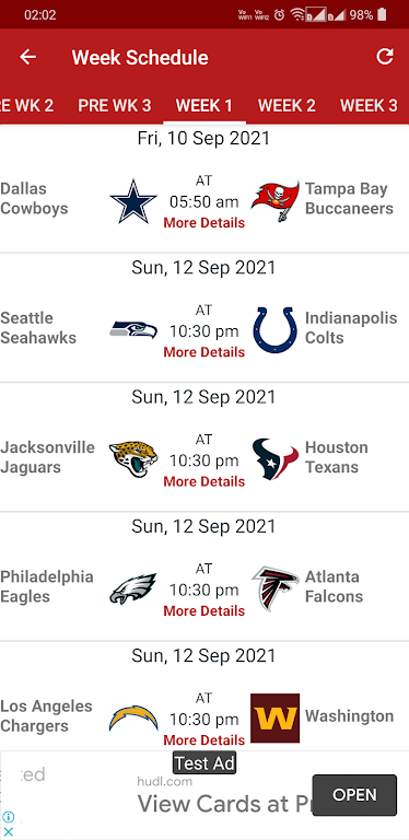 Schermata 2024 NFL Schedule Scores 2