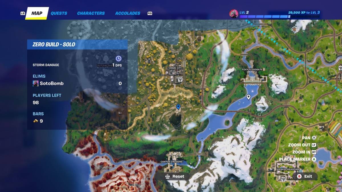 Localização do rebanho secreto de lobos no Fortnite Capítulo 6, Temporada 2