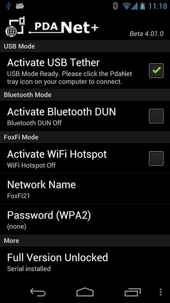 PdaNet+ Screenshot 1