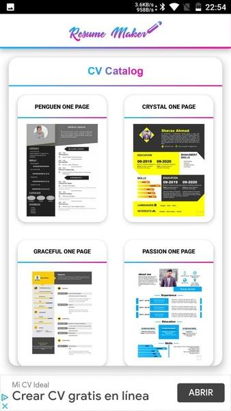 Resume Builder & CV maker :PDF Captura de pantalla 0