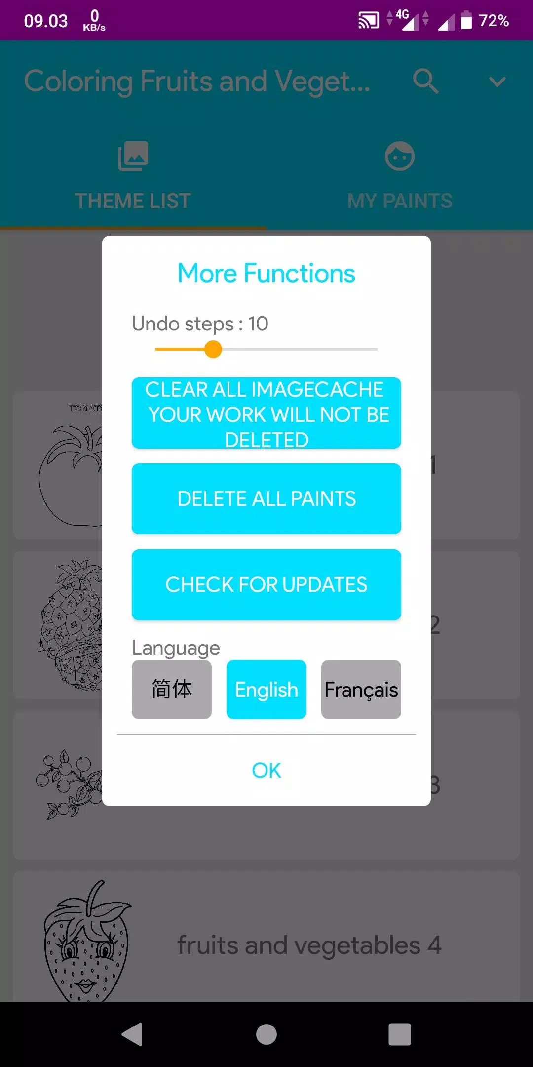 Coloring Fruits And Vegetables Captura de pantalla 1