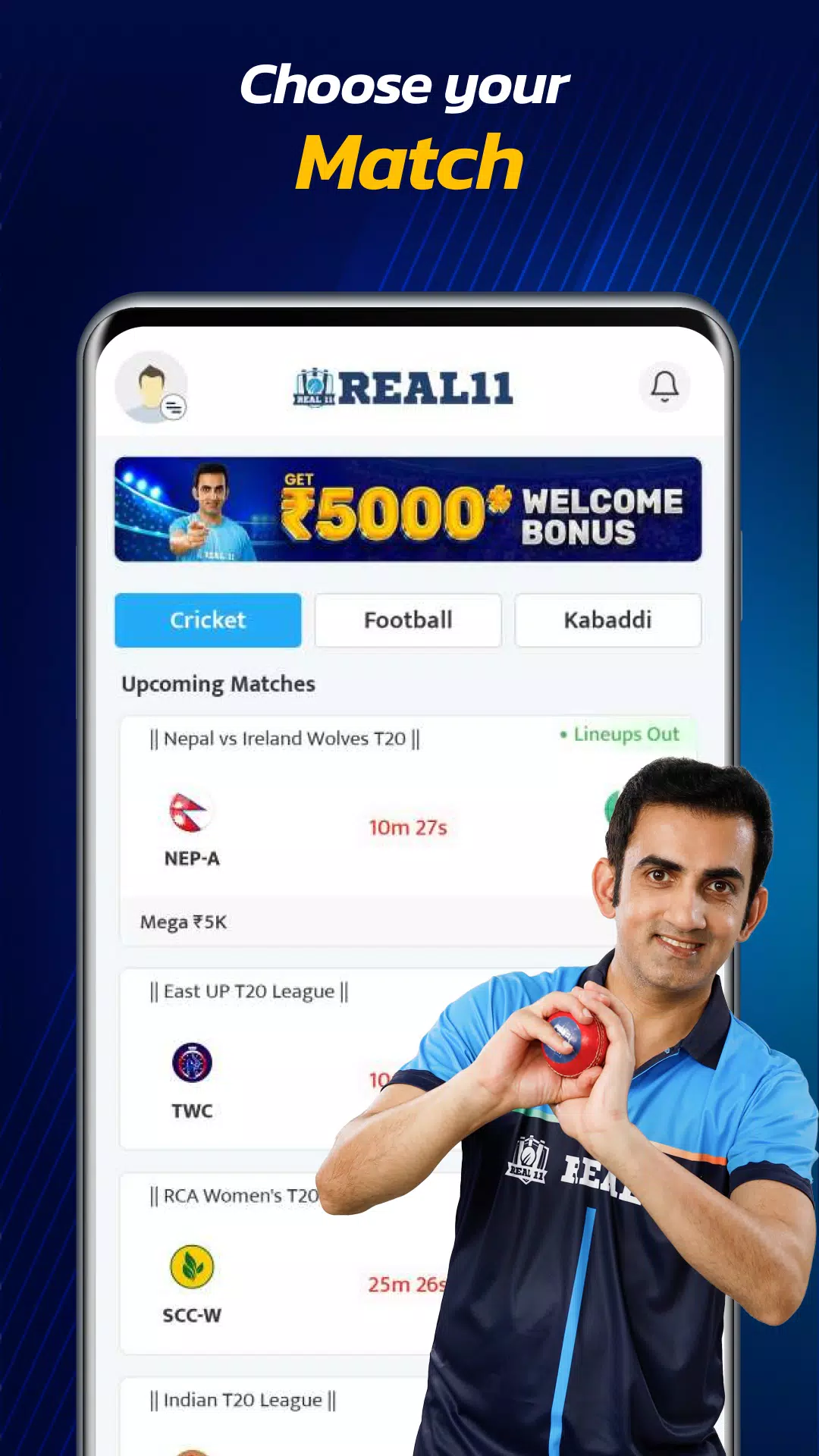 Real11: Play Fantasy Cricket ဖန်သားပြင်ဓာတ်ပုံ 3