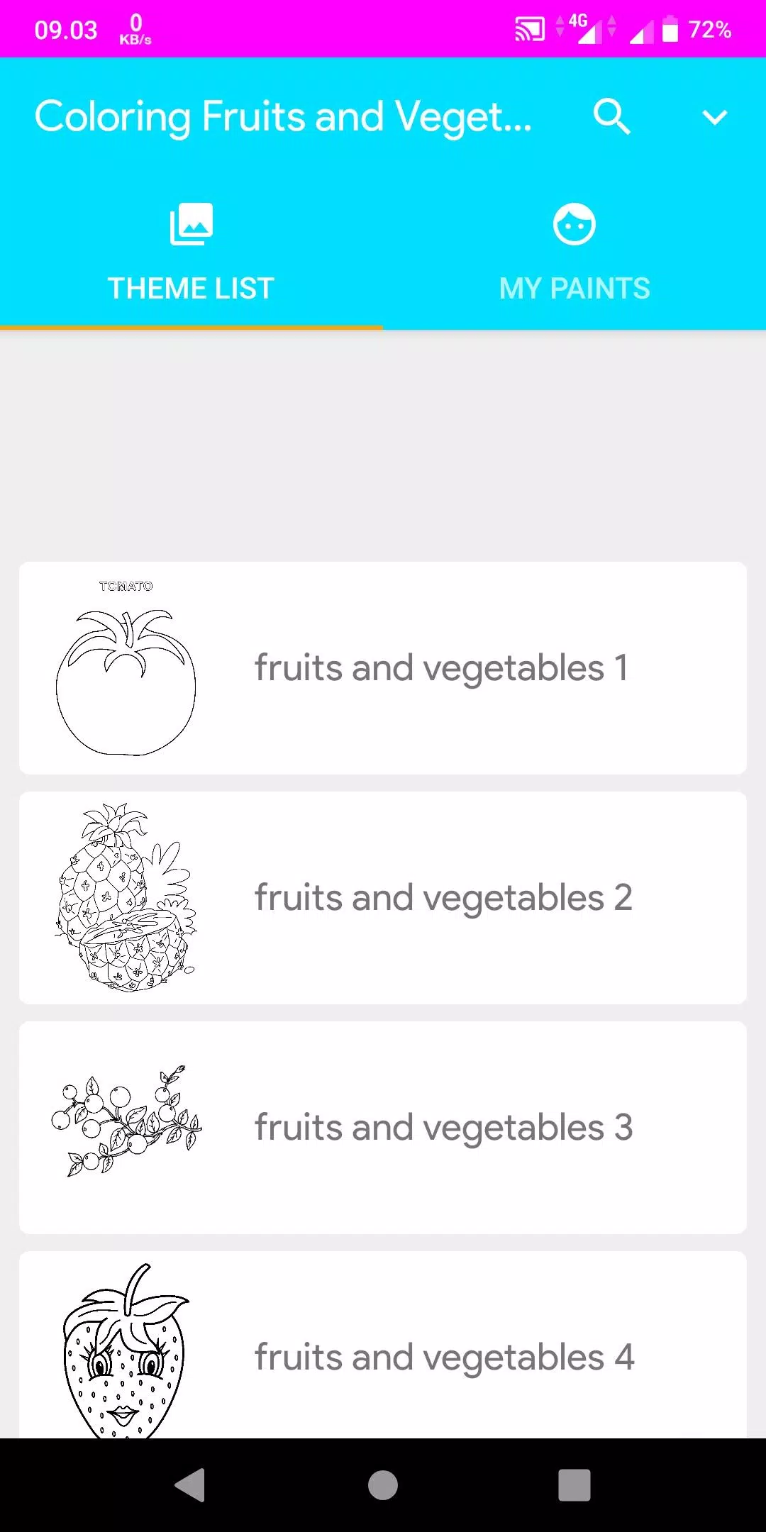 Coloring Fruits And Vegetables Captura de pantalla 0