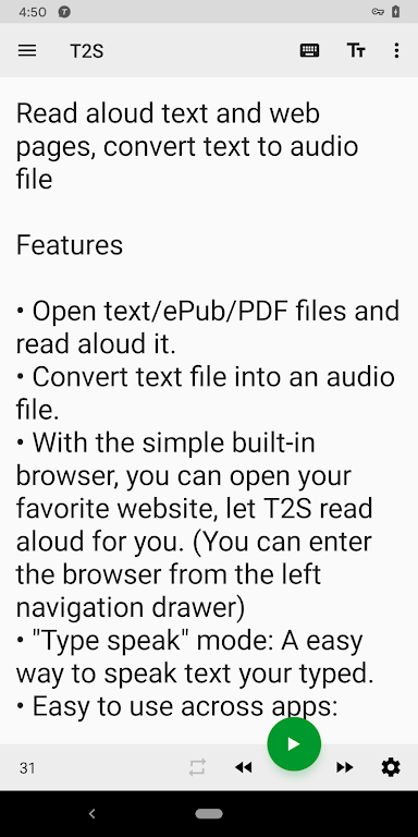 T2S - 文字朗讀 螢幕截圖 0