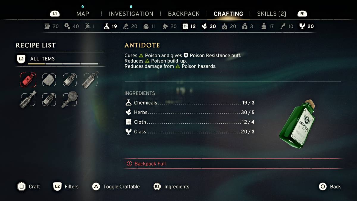Ang recipe ng antidote sa atomfall